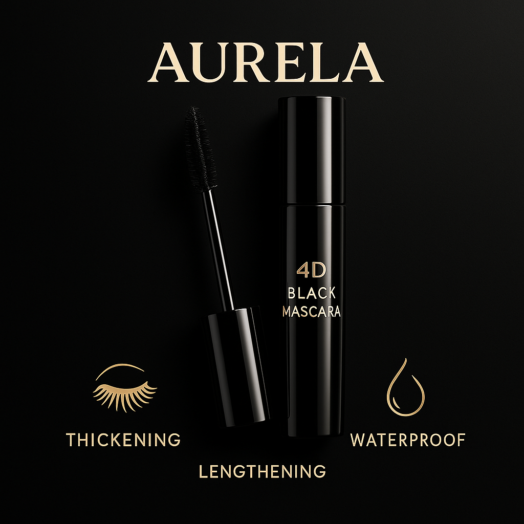4D Black Mascara Thickening, Lengthening, Curling, Waterproof Liquid Fiber Mascara