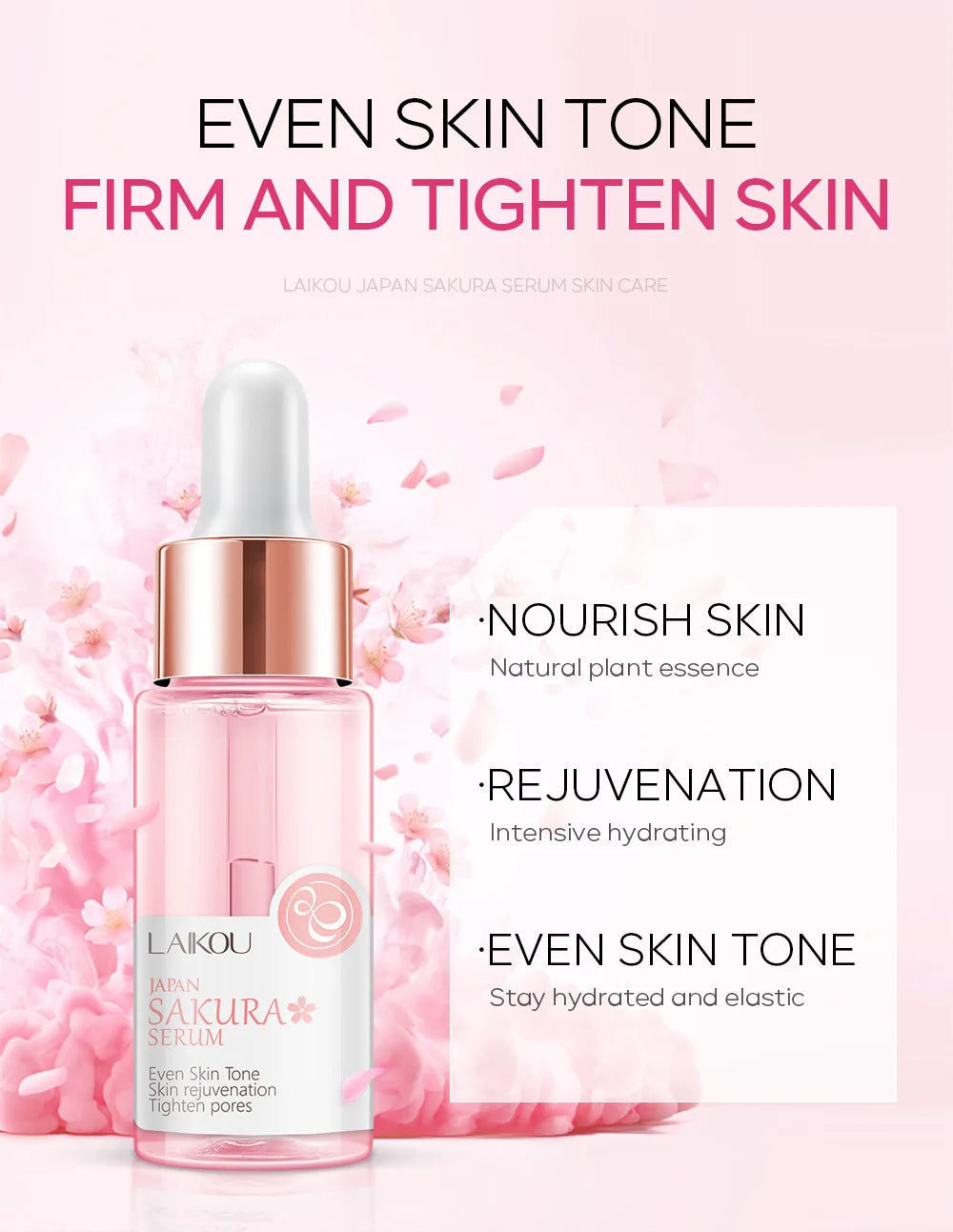 LAIKOU Sakura Face Essence Anti Wrinkle Serum Shrink Pores Anti-Aging Moisturizing Dry Skin Care 17ml