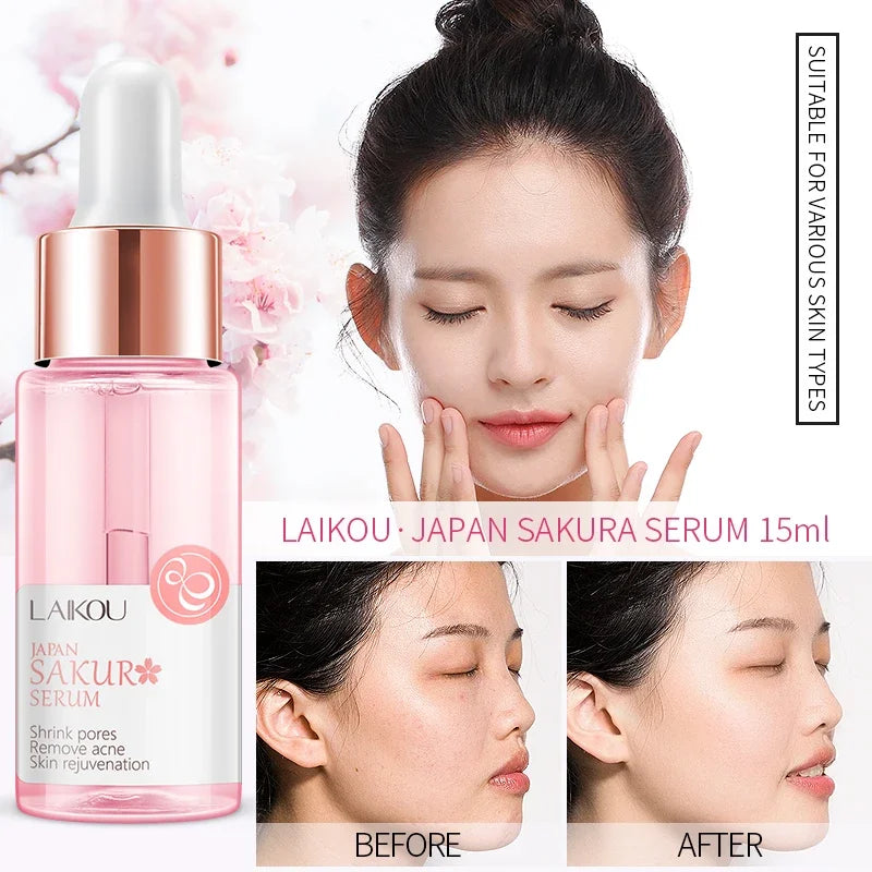 LAIKOU Sakura Face Essence Anti Wrinkle Serum Shrink Pores Anti-Aging Moisturizing Dry Skin Care 17ml