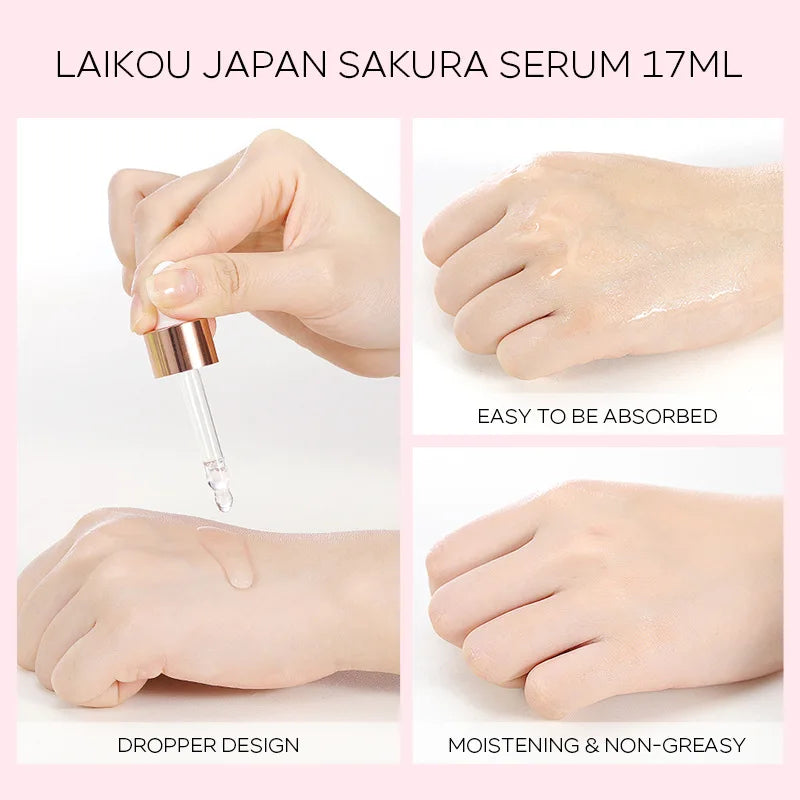 LAIKOU Sakura Face Essence Anti Wrinkle Serum Shrink Pores Anti-Aging Moisturizing Dry Skin Care 17ml
